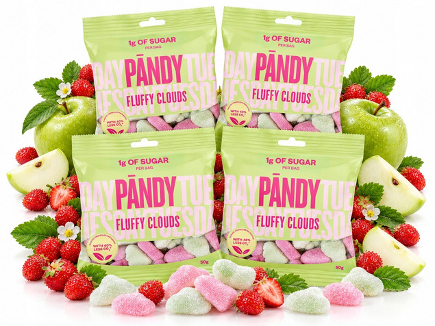 Pandy Fluffy Clouds Żelki KETO Poziomka Jabłko Bez Cukru Błonnik x4