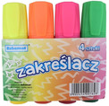 SZKOLNY ZESTAW ZAKREŚLACZE Fluorescencyjne 4 Sztuki SCHEMAT PISAKI Neonowe