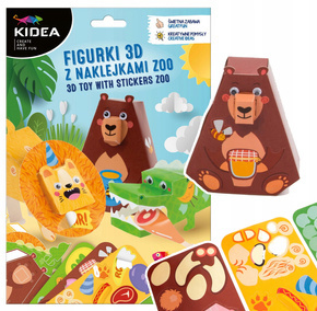 FIGURKI 3D Z Naklejkami ZOO Zwierzęta DIY Zestaw Kreatywny 3M+ Kidea