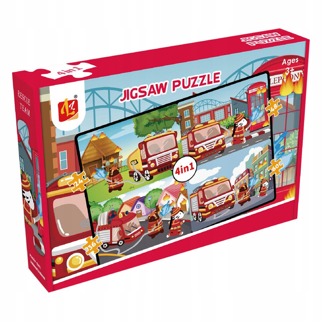 Puzzle Askato 4w1 Straż Pożarna - Zestaw 24, 36, 48, 60 elementów