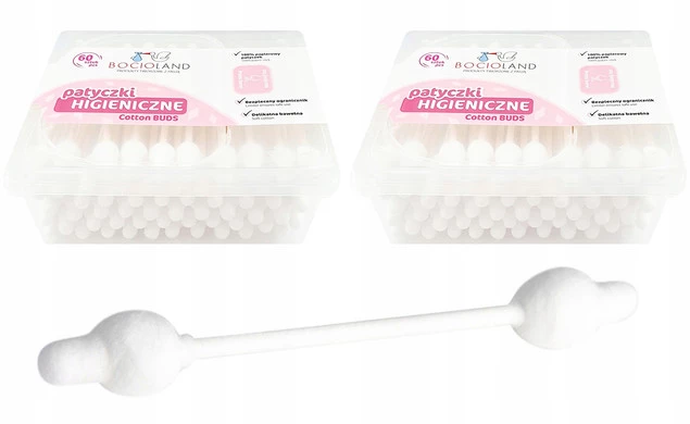 2x Patyczki Higieniczne OGRANICZNIKIEM Do Uszu Dla DZIECI Bocioland
