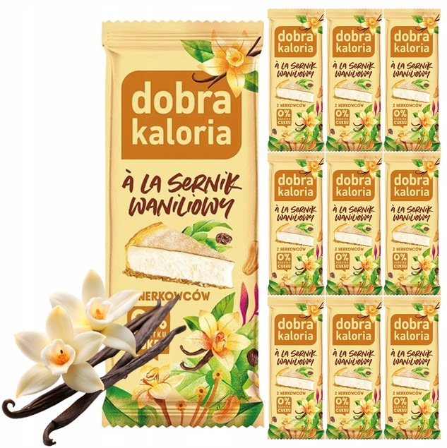 10x Zdrowy Baton Sernik WANILIOWY z Nerkowców Błonnik 0 Cukru Dobra Kaloria