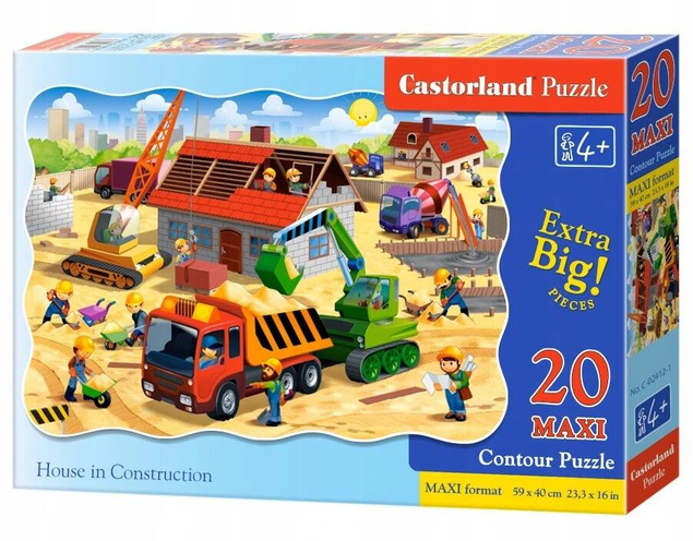 PUZZLE 20 MAXI PLAC BUDOWY KOPARKA DŹWIG POJAZDY CASTORLAND