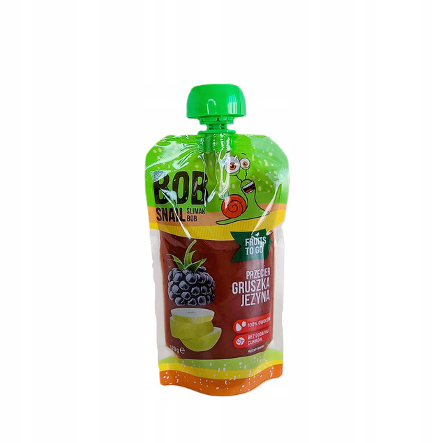 Mus owocowy 100% owoców bez dodatku cukru BOB SNAIL Gruszka Jeżyna 10х120 g