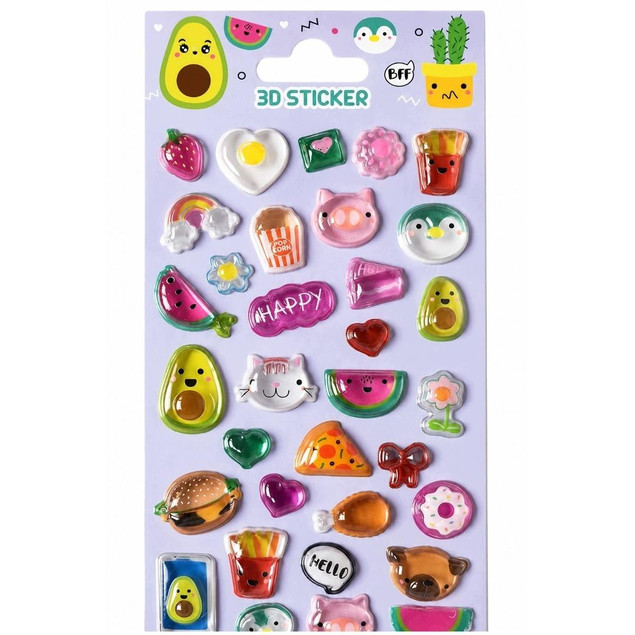 Naklejki Puffy Yummy 3D Zestaw 33 sztuki Kawaii STnux