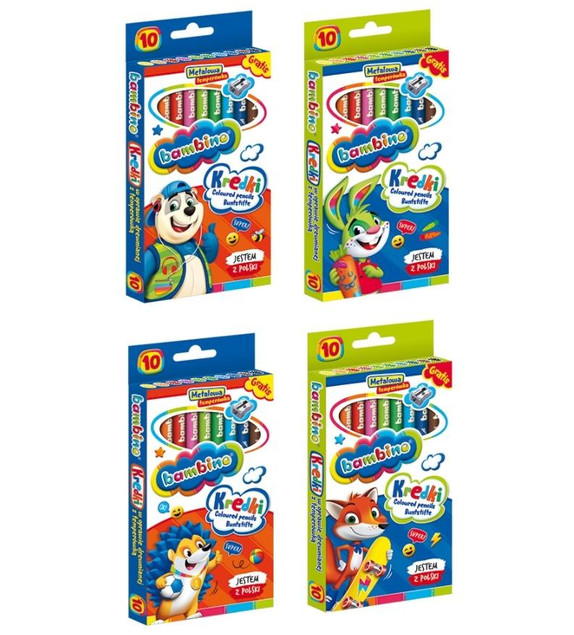 Kredki Ołówkowe BAMBINO Jumbo Grube 10 Kolorów z Temperówką