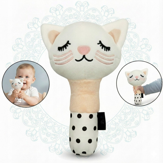 PISZCZEK DLA NIEMOWLĄT ZABAWKA SENSORYCZNA KONTRASTOWA KOTEK BOCIOLAND