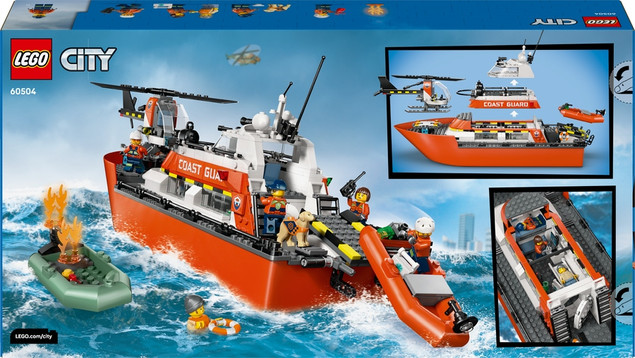 LEGO City 60504 Łódź Ratunkowa i Helikopter Straży Przybrzeżnej - Zestaw Akcji