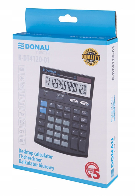 Kalkulator biurowy DONAU TECH K-DT4120-01 czarny 12 cyfr