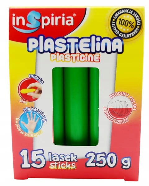 Plastelina ZIELONA Komplet 15 Lasek Szkolna Plastyczna 250g Inspiria 9868