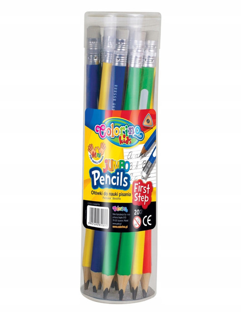 20x Ołówek Trójkątny GRUBY HB z Gumką i Miejscem Na Podpis TUBA Colorino