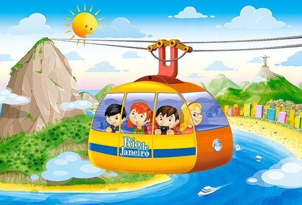 Puzzle 4w1 Układanka Podróż POJAZDY Helikopter Statek Kolejka Autobus 3+
