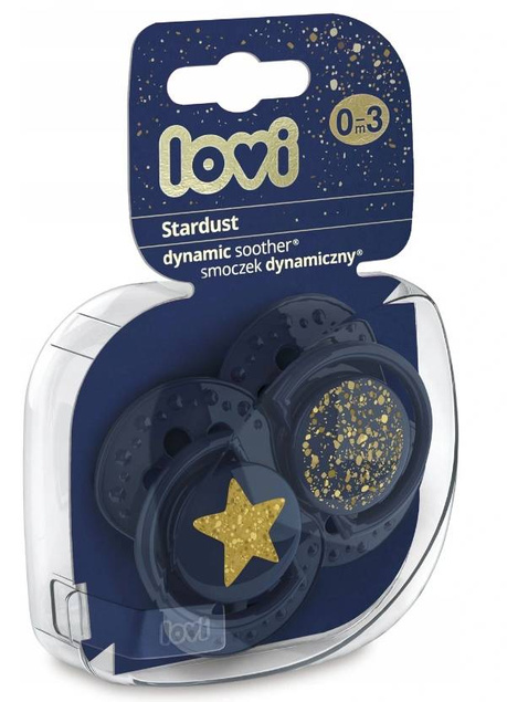  Smoczek silikonowy dynamiczny LOVI 0-3m 2 szt. Stardust Blue