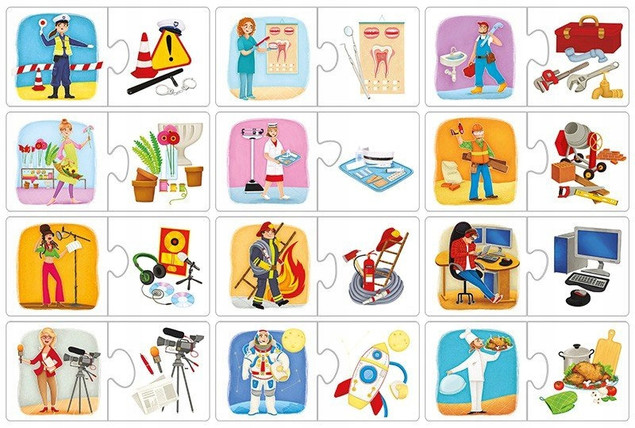 Puzzle Adamigo Zawody i Atrybuty 24 elementy Edukacyjna Układanka dla Dzieci