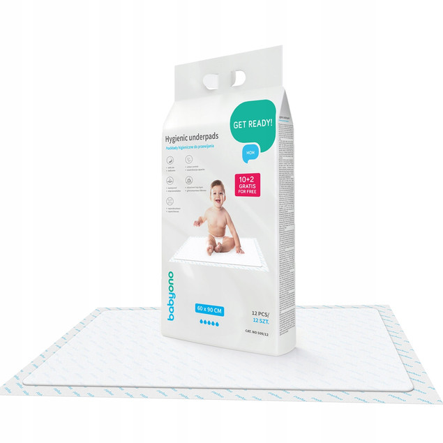 Podkład do przewijania w płatach Babyono 60 cm x 90 cm 12 szt.