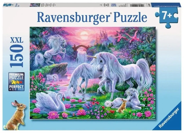 Puzzle Ravensburger 150 elementów Jednorożec o zachodzie słońca