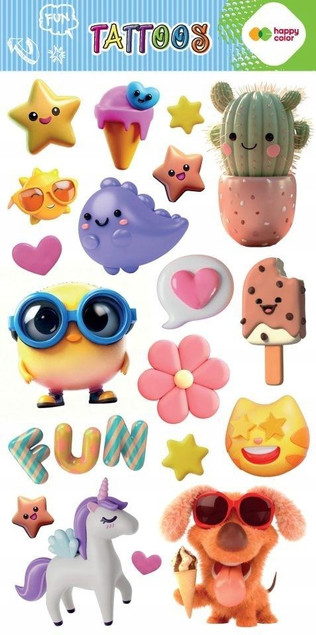 Tatuaże zmywalne SUMMER FUN – Happy Color (10×20 cm)