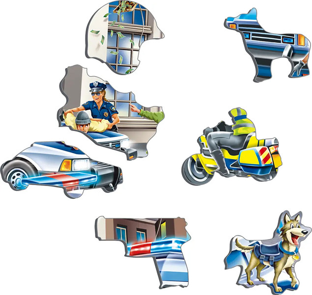 Układanka Larsen Policja 43 elementy | Puzzle Ramkowe dla Dzieci 5+