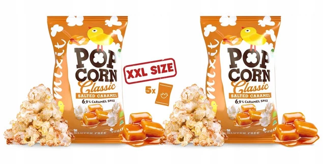 2x MIXIT Duży BIO Popcorn SŁONY KARMEL 75g