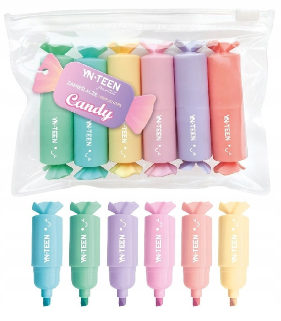 Zakreślacze Pastelowe Candy 6 kolorów YNT Interdruk Etui