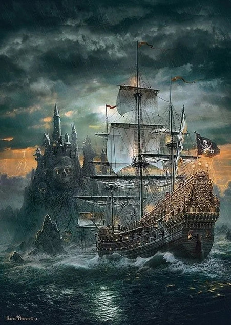 Puzzle HQ 1500 Układanka Piraci STATEK PIRACKI Burza Sztorm 14+ Clementoni