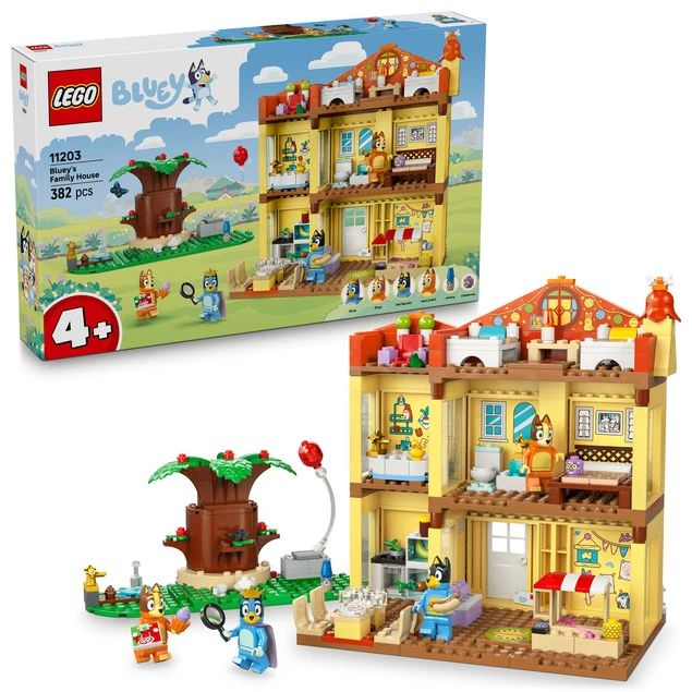 LEGO Bluey 11203 Bluey i jej rodzinny dom – Front domu z figurkami
