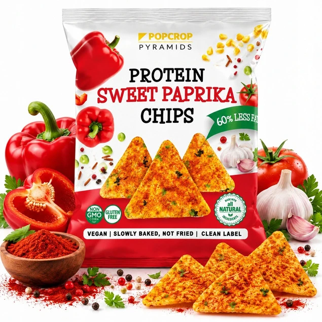 POPCROP Piramidki Chipsy Proteinowe Słodka Papryka 60g
