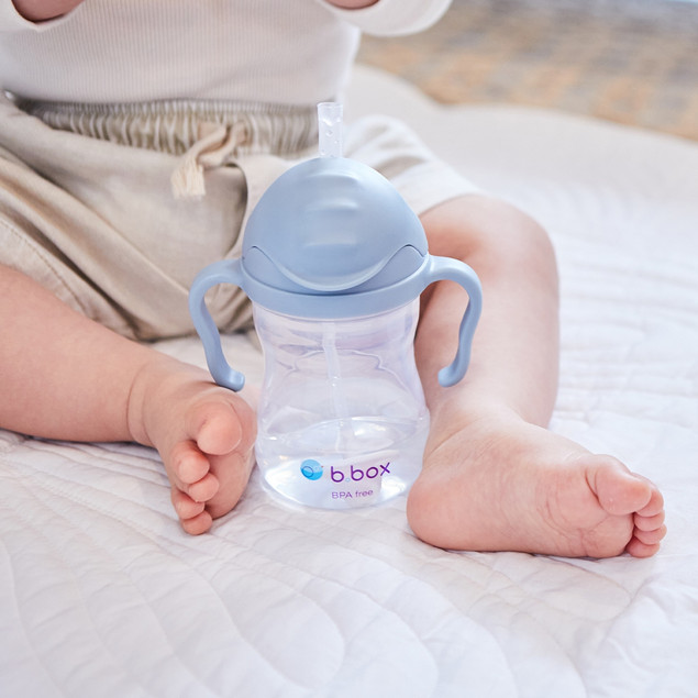 B.BOX Bidon Kubek ze Słomką Obciążoną Niekapek 240ml Błękitny dla Dzieci
