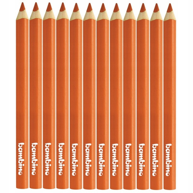 Kredki Trójkątne Grube POMARAŃCZOWE op. 12 Sztuk Bambino