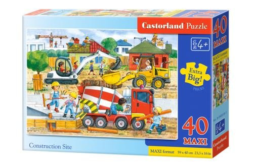 Puzzle MAXI 40 Układanka Auta PLAC BUDOWY Koparka Spychacz 4+ Castorland