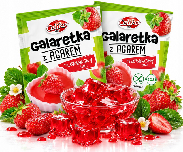 Celiko Galaretka bezglutenowa z agarem o smaku Truskawkowym 45g x2