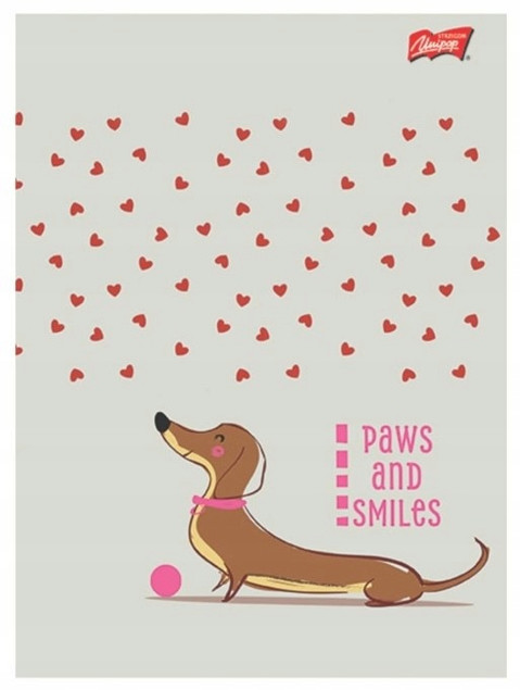 Zestaw 4 zeszytów A4 w trzy linię 32 kartki UNIPAP LOVELY DACHSHUND