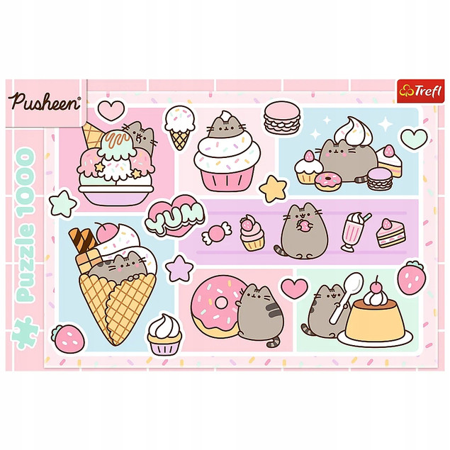 Trefl Puzzle Pusheen 1000 el. Słodki Kotek i Pastelowe Smakołyki