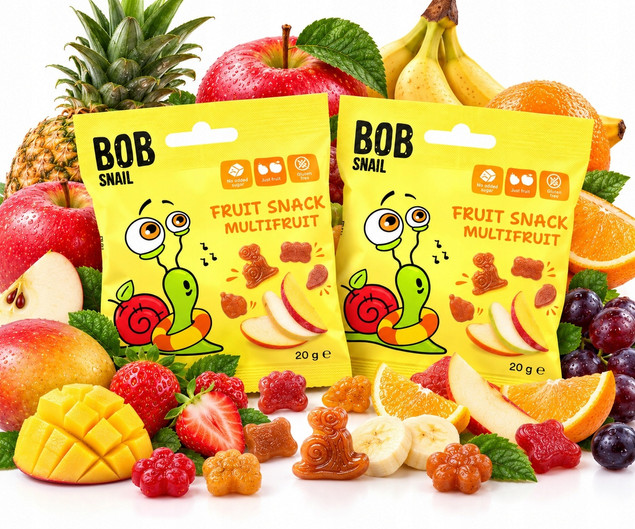 BOB SNAIL Żelki Owocowe WIELOOWOCOWE Bez Dodatku Cukru 2x20g (40g)