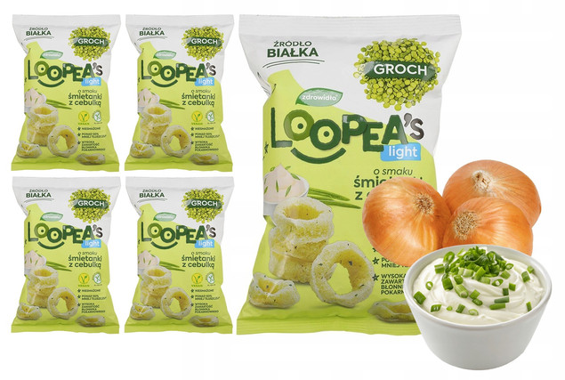 Chrupki z Grochu o Smaku ŚMIETANKI Z CEBULKĄ Loopea's 50g x5