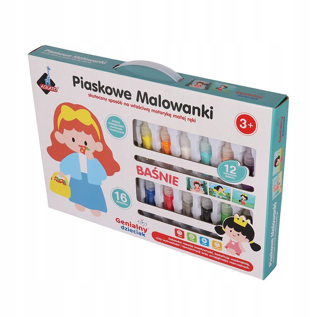 Askato Malowanka Piaskowa Zestaw: 16 Baśniowych Obrazków 12 Kolorów