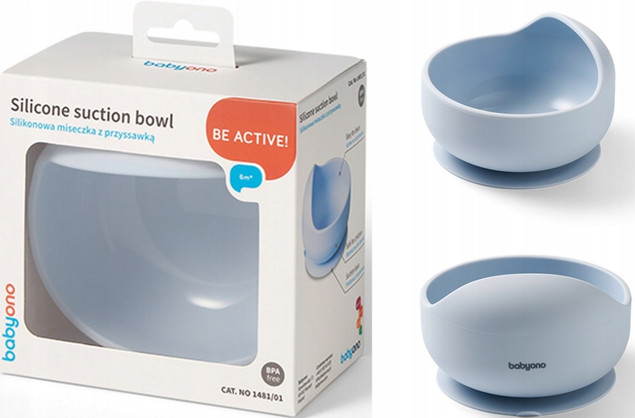 Miseczka i Talerzyk ZESTAW NACZYŃ Silikonowych z Przyssawką NIEBIESKI