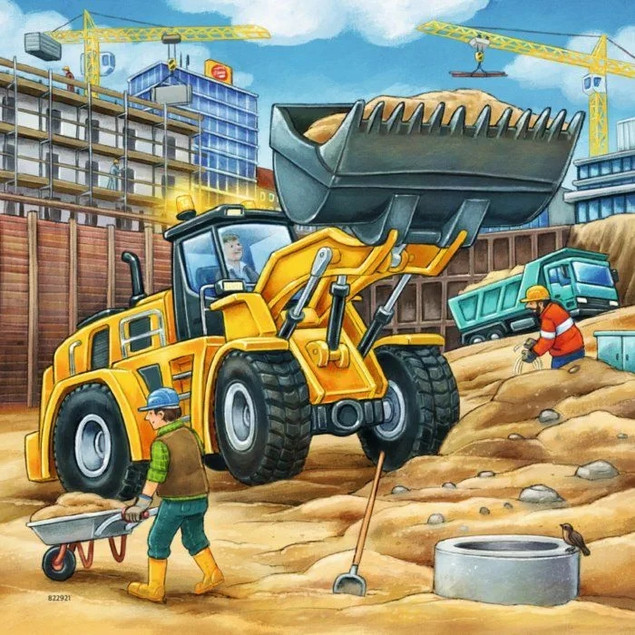 PUZZLE 3X49 DUŻE POJAZDY BUDOWLANE, RAVENSBURGER