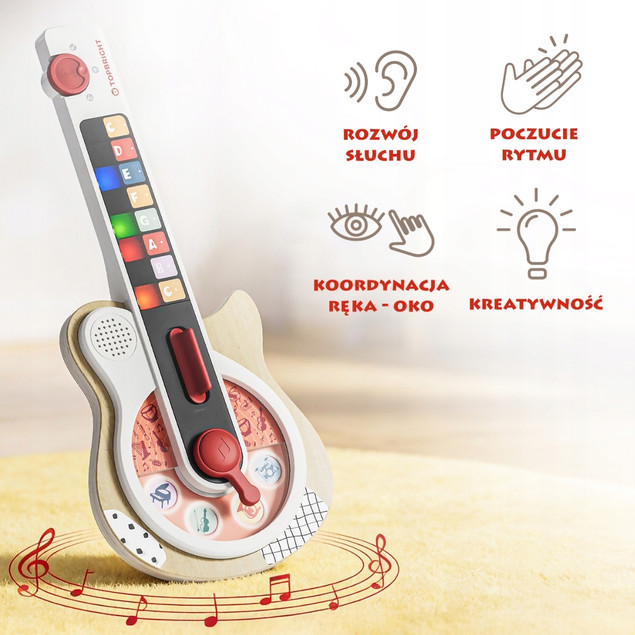 TOPBRIGHT Interaktywna Gitara dla Dzieci Dźwięki Światła Rytm 36M+