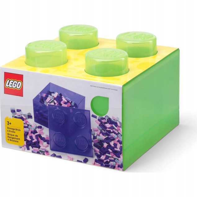 LEGO Pojemnik Klocek 4 na Klocki, Przezroczysty Jasnozielony, 25 cm (40090806)