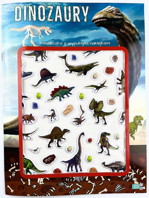 Książeczka z wypukłymi naklejkami Dinozaury
