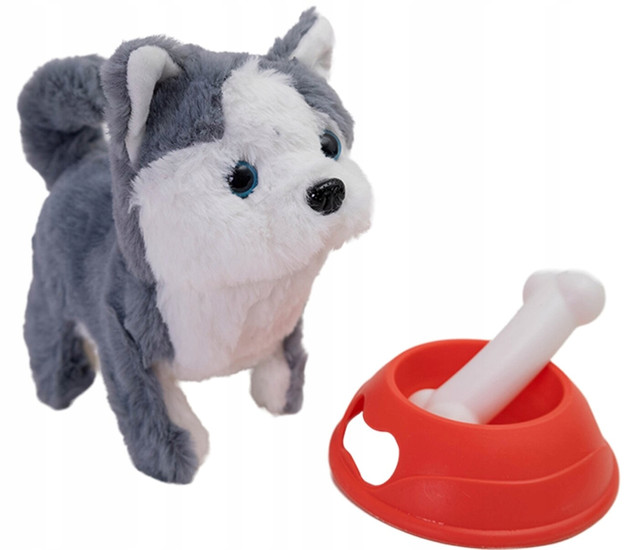 ASKATO Piesek Interaktywny Husky Twój Pupilek Szczeka Rusza się z Akcesoriami