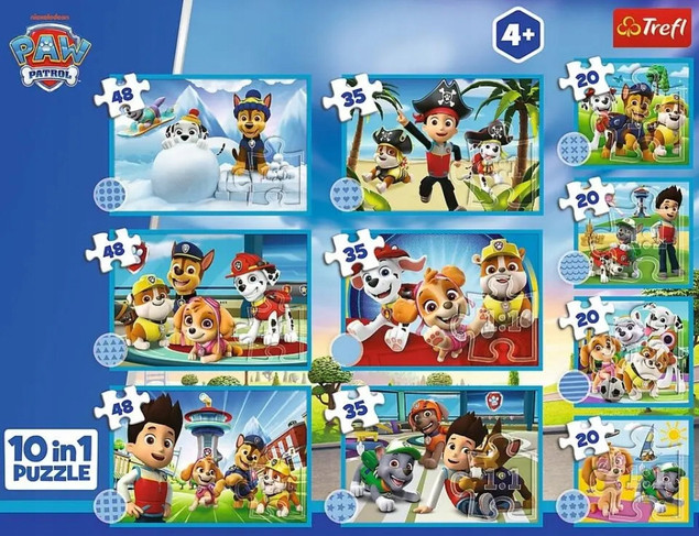 Puzzle Trefl 10w1 Psi Patrol Dzielna Drużyna Układanka dla Dzieci