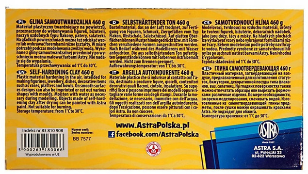 GLINA SAMOUTWARDZALNA 460g Biała ASTRA Plastyczna Do Form Rzeźbiarskich x5