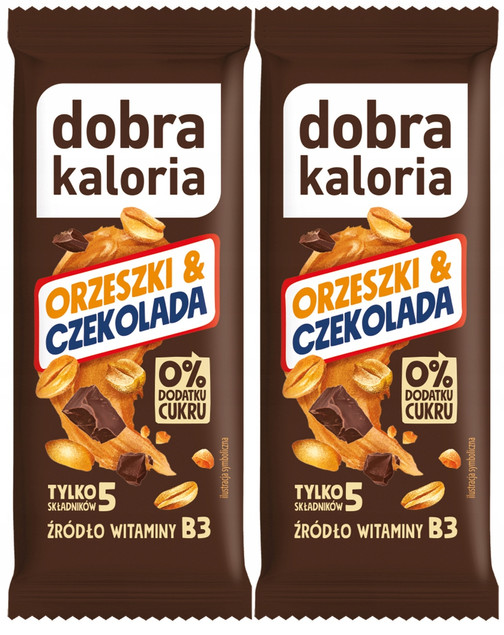 2x Zdrowy Fit Baton CZEKOLADA Orzeszki Bez Cukru Dobra Kaloria
