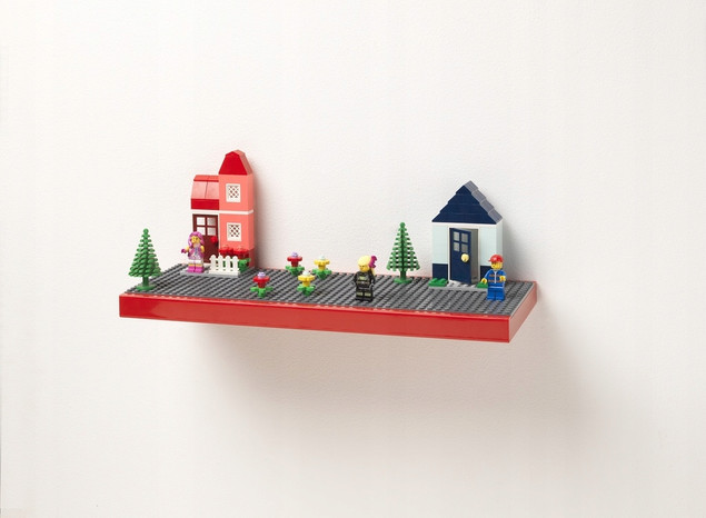 LEGO Półka Ścienna Ekspozycyjna Niebieska z 3 Płytkami Konstrukcyjnymi