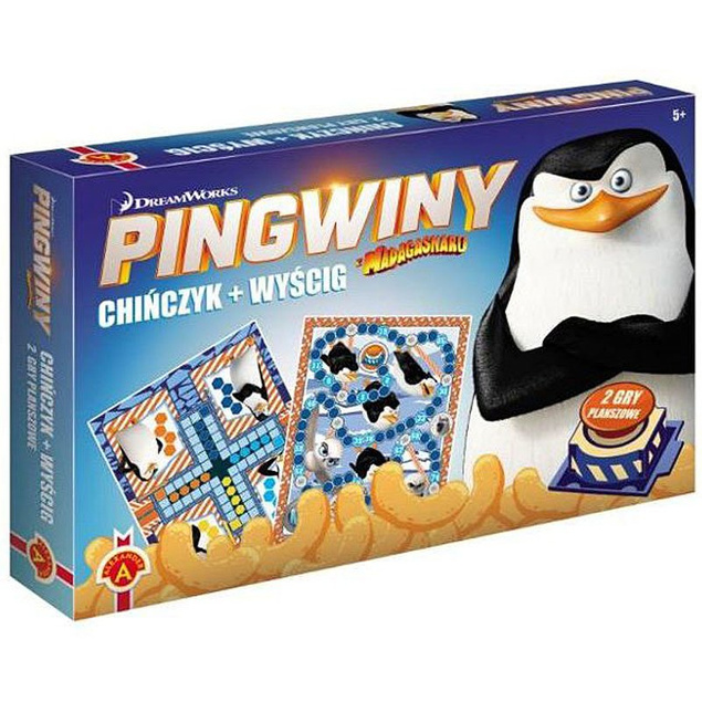 Chińczyk + Wyścig - Pingwiny z Madagaskaru | 2 Gry Planszowe