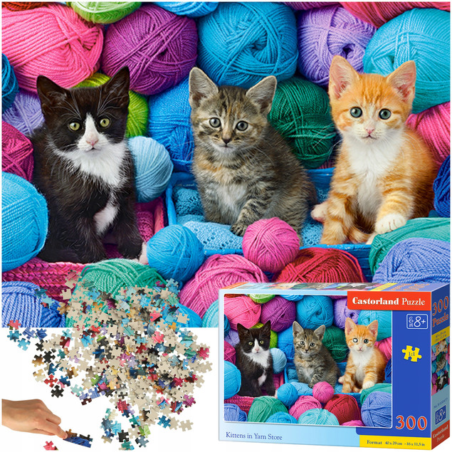 Puzzle 300 Układanka Dla Dzieci KOTKI W KŁĘBKACH WEŁNY Kociaki 8+ Castor