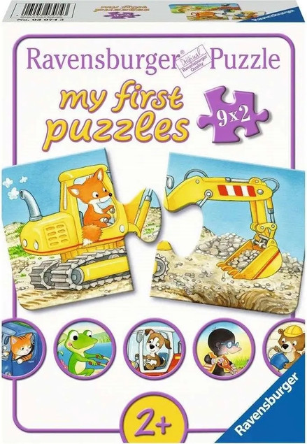 Puzzle Ravensburger Moje první puzzle Zvířátka na stavbě 9x2 dílků