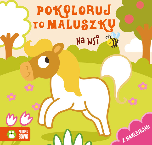 Kolorowanka Na Wsi z Grubym Obrysem i Naklejkami dla Malucha | Zielona Sowa